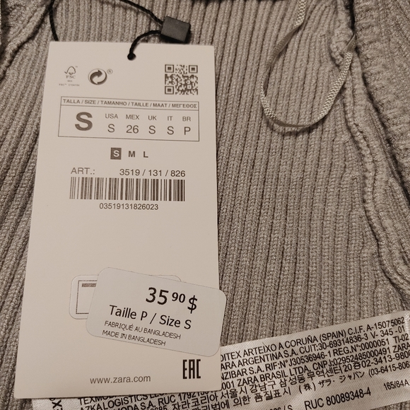 Brand New Zara knit arm wamer sweater size s - Picture 2 of 3
